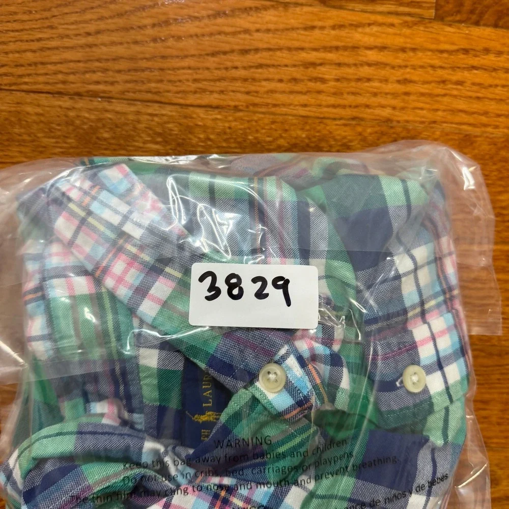 Polo Ralph Lauren Button-Down Shirt Mens 3XLT Madras Plaid Colorful Flesh Pony